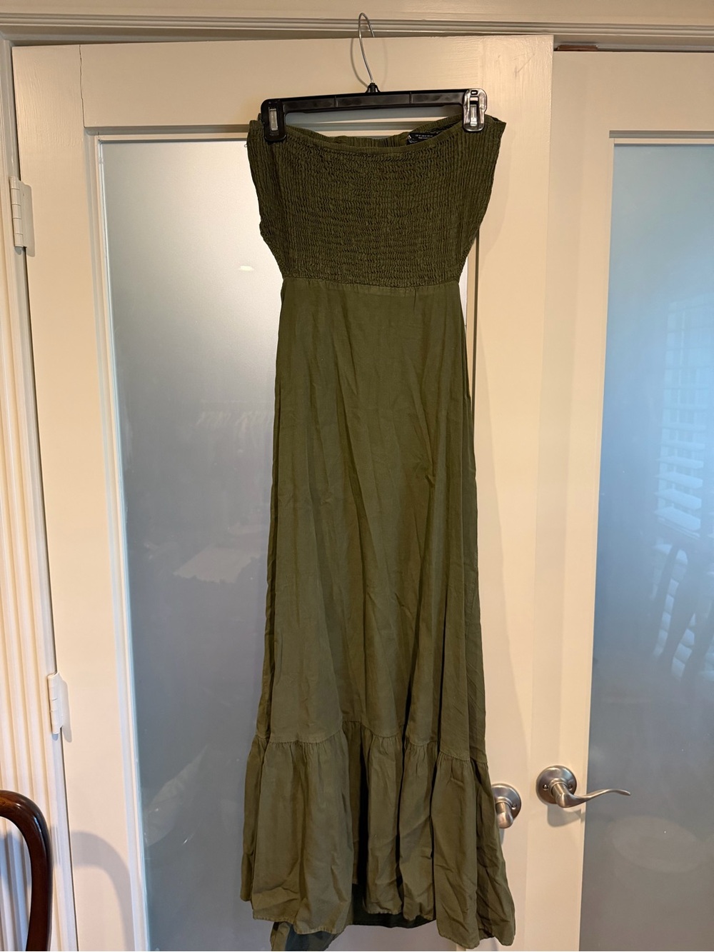 Zara Olive Green Maxi Dress with Ruffle Hem